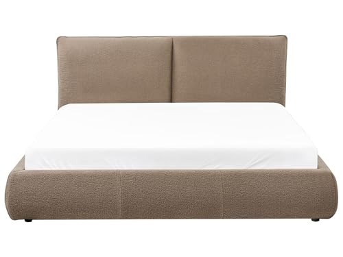 Letto Matrimoniale Imbottito In Tessuto Boucle Marrone 160X200 Cm