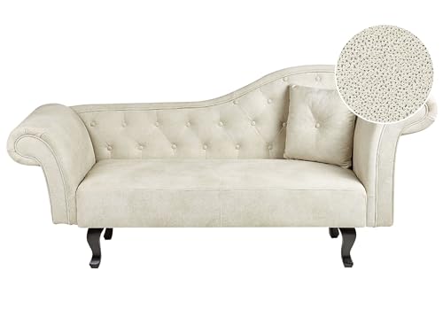 Chaise Longue Stile Retrò Lato Destro Velluto Beige Chiaro