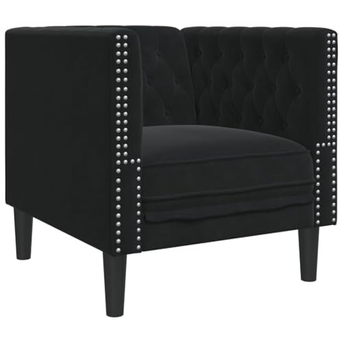 Vidaxl Poltrona Chesterfield Nera In Velluto, Poltrona, Poltrona Relax, Poltrona In Velluto, Poltrona Singola, Poltrona Tv, Poltrona Imbottita