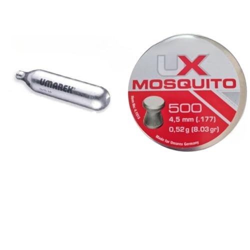 Armeriaonline Since 1999 5 Bombolette Co2 Soft Air Gas 12G Per Pistola Co2 Con 500 Pallini Piombini Mosquito Cal 4 5 4,5 4.5