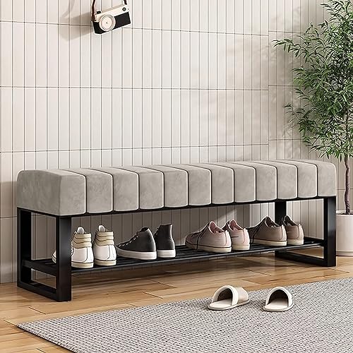 Dgdhhsfjdj Panca Portascarpe Con Seduta Imbottita, Panca Portascarpe In Velluto A 2 Livelli Per Ingresso, Pouf Per Camera Da Letto, Struttura In Metal