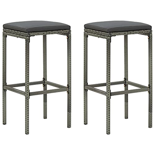 Vidaxl Set Di 2 Sgabelli Da Cucina In Rattan Sintetico Grigio
