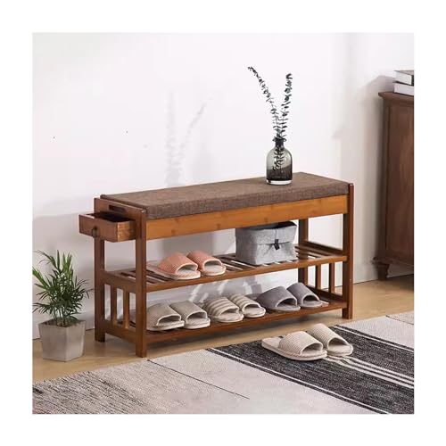 Dgdhhsfjdj Panca Portascarpe In Legno Massello Con Seduta Imbottita, Contenitore Per Camera Da Letto, Ingresso, Soggiorno, Corridoio, Scarpiera Con Pa