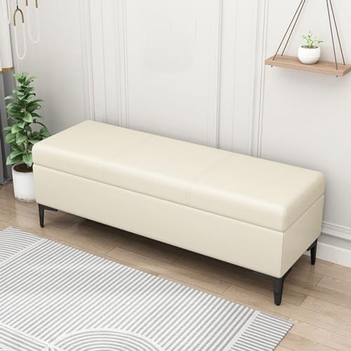 Dgdhhsfjdj Pouf Extra Large In Pelle Grigia Con Contenitore, Elegante Panca Per Soggiorno, Poggiapiedi, Scarpiera, Versatile Panca Con Coperchio