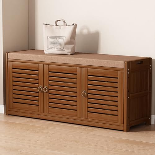 Dgdhhsfjdj Panca Portascarpe In Bambù Con 2 Ante, Panca Per Ingresso E Anticamera, Elegante Scarpiera Per Riporre E Sistemare Le Scarpe In Casa, Desig