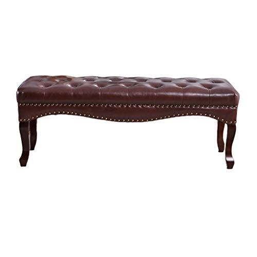 Sgabello Ottomano In Pelle Color Caffè Scuro, Versatile Panca Portascarpe Per Ingresso, Camera Da Letto E Ripostiglio, Sgabello Lungo Per Un Facile Ca
