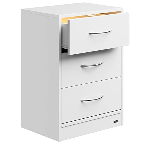 Casaria® Comodino Con Led 3 Cassetti Capienti 54X39X28 Cm Tavolino Camera Da Letto Portaoggetti