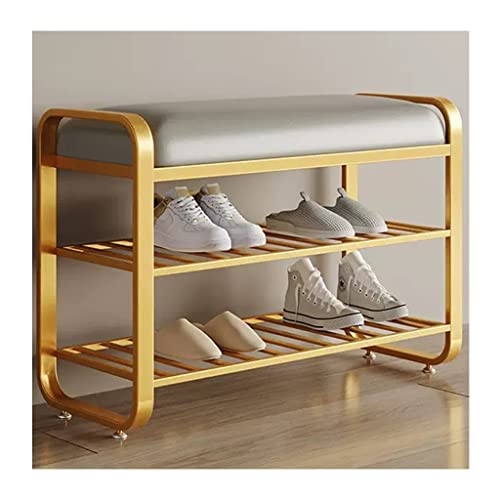 Dgdhhsfjdj Panca Portascarpe Dorata A 2 Ripiani Con Seduta Imbottita Per Ingresso 60 * 32 * 52 Cm