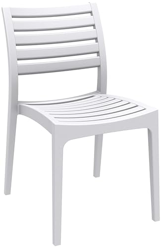 Clp Sedia Impilabile Giardino Ares I Sedia Outdoor In Polipropilene Idrorepellente Contro Raggi Uv I Sedia Cucina, Colore:Bianco