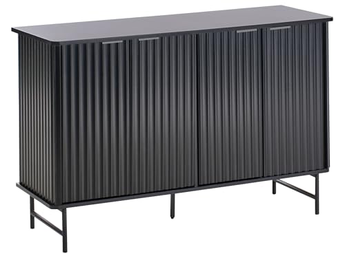 Credenza 4 Ante Mdf Nero Gambe In Metallo
