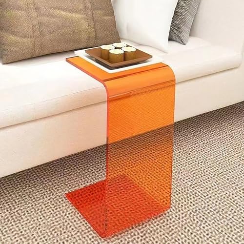 Tavolino Basso In Acrilico Arancione Da 21", Design Moderno Con Vano Portaoggetti Aperto. Utilizzabile Come Elemento Decorativo Per Il Soggiorno, Pian