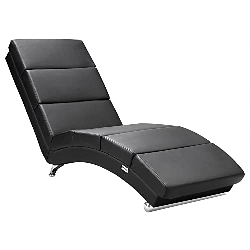 Casaria Relax Lounger Xxl London 186X89X55Cm Tessuto Soggiorno Ufficio Indoor Chaise Longue Nero