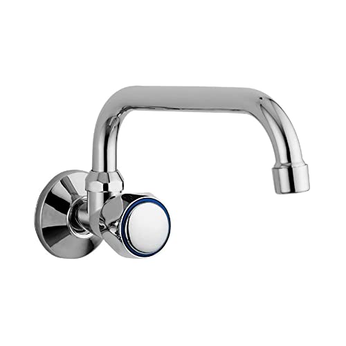 Inbagno Rubinetto Lavello Cucina E Lavanderia, A Muro A Snodo Canna Girevole, Manopola Acqua Fredda, In Ottone Cromato