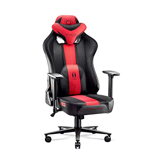Diablo Sedia Da Gaming In Tessuto X-Player 2.0 - Gaming Chair Ergonomica Braccioli 3D - Cuscino Cervicale/Lombare Funzione Dondolo - Sedia Per Pc, Pol