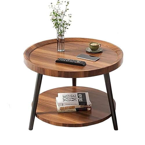 Dgdhhsfjdj Tavolino Rotondo Da Caffè, Con Ripiano Portaoggetti A 2 Livelli, Per Soggiorno, Ufficio, Tavolino Da Divano, Facile Da Montare