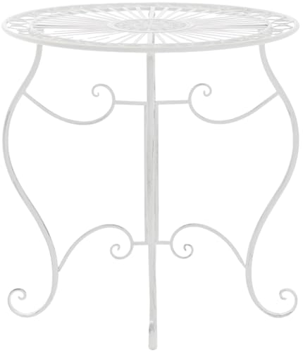 Clp Tavolo In Ferro Indra | Tavolo In Metallo Dal Design Nostalgico Per Giardino, Balcone | Tavolo Bistrot Rotondo Resistente Alle Intemperie, Facile