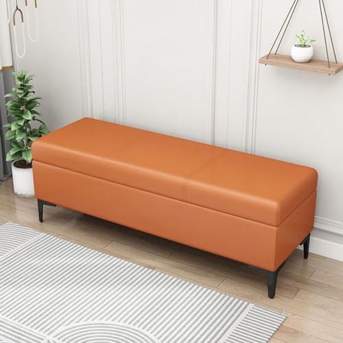 Dgdhhsfjdj Pouf Extra Large In Pelle Grigia Con Contenitore, Elegante Panca Per Soggiorno, Poggiapiedi, Scarpiera, Versatile Panca Con Coperchio