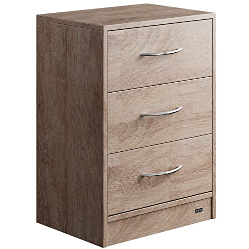 Casaria® Comodino 3 Cassetti Mobiletto Capiente 54X39X28 Cm Tavolino Camera Da Letto Portaoggetti