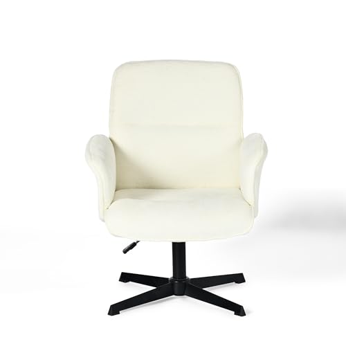 39F Furniture Dream Dream Armchair Scandinavian-Sedia Ergonomica Da Ufficio, Girevole A 360°, In Tessuto Morbido, Colore: Bianco, Metallo, 66X63X82-94