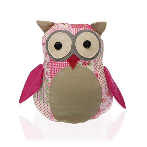 Versa Sujeta Fermaporta Gufo Rosa Decorativo, Poliestere, Multicolore, 20 X 11 X 14 Cm