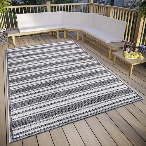 Hanse Home Temu, Tappeto Per Interni Ed Esterni, Resistente Alle Intemperie, Motivo A Strisce Moderne, Impermeabile, Robusto, In Tessuto Piatto Per Gi