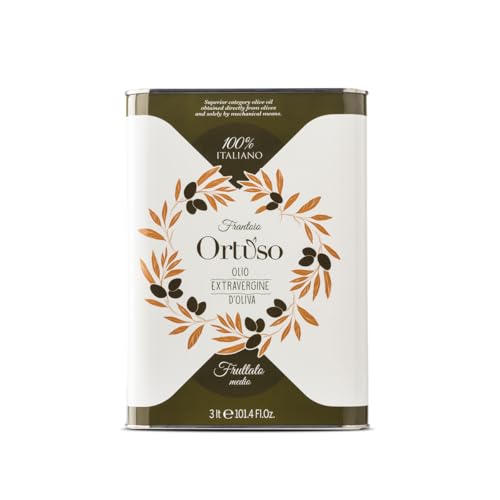 Frantoio Ortuso - Olio Extravergine D'Oliva Evo Fruttato Medio, Linea Frantoio, Latta Da 3 L, Da Olive Gentile Di Larino E Leccino, 100% Italiano, Est