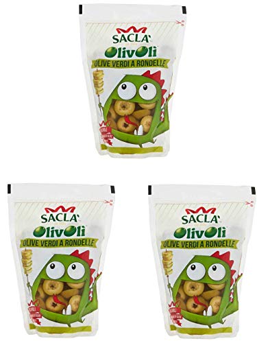 Sacla' Olive Verdi A Rondelle Green Sliced Olives 6.52Oz 185Gm ,Pack Of 3