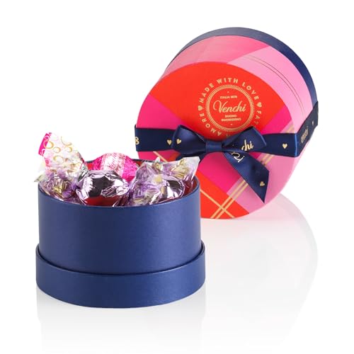 Venchi Mini Cappelliera Con 8 Cioccolatini Assortiti, Gusto Panna, Fragola E Caramello Con Nocciola Piemonte Igp, Senza Glutine, Confezione Da 90 G, I