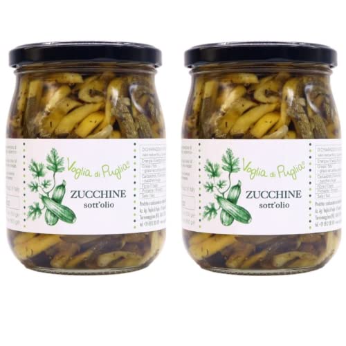 Voglia Di Puglia Zucchine Italiane A Fettine Sottolio In Olio Extravergine Di Oliva 2 Barattoli 1 Kg