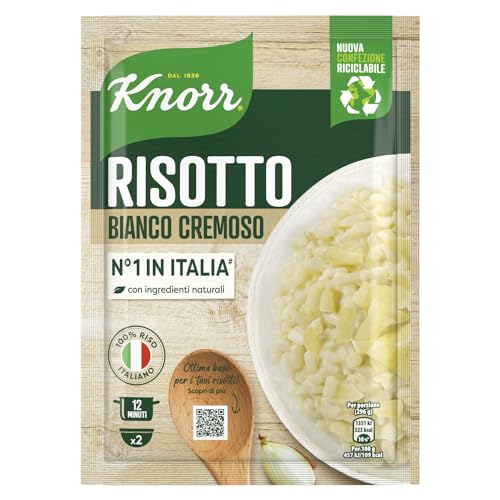 Knorr Risotto Bianco Cremoso, Risotto Pronto Con Ingredienti Naturali, 100% Riso Italiano E Chicci Al Dente, Preparazione In Pentola O Al Microonde, 1