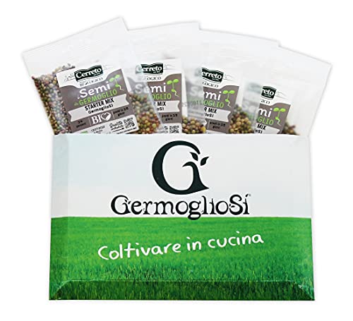 Semi Germoglio Green Packs Inizia A Germogliare Nr.4 Conf. Pronte All’Uso Da 32Gr Miscela Di Semi Selezionati Da Germoglio Di Azuki Verde, Lenticchia