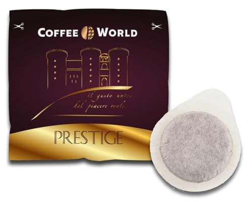 150 Cialde Caffè Coffee World, Gusto Prestige - Cialda Filtro Carta Compostabile Formato Ese44 8Gr, 50% Miscela Arabica E 50% Robusta Lavato