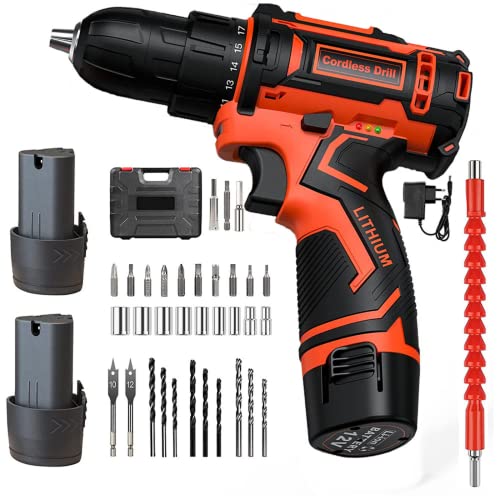 Shavingfun Avvitatore Elettrico,Trapano Avvitatore Batteria 12V,Avvitatore A Batteria Con 2 Batteries 2.0Ah,35Nm Avvitatore Elettrico,25+1Coppie2 Velo