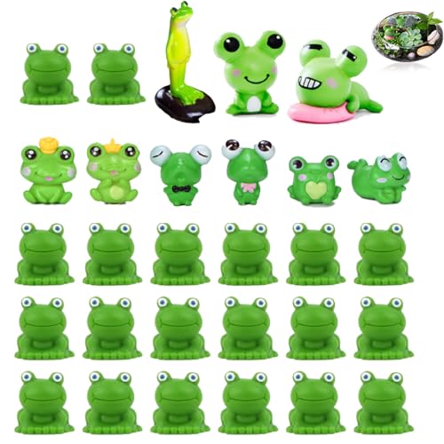 Ticklely 29Pcs Mini Figure Di Rane In Resina, 10 Stili Di Decorazione Di Mini Rane, 2 * 1.6Cm