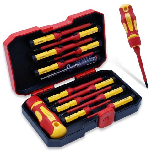 Cclife 13 Pezzi Set Cacciaviti Elettricista Cacciaviti Magnetici Con Lame Intercambiabili Con Punte A Taglio, Pozidriv, Torx Multifunzione Vde 1000 V