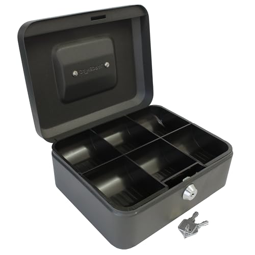 Cathedral Products Cassetta Portavalori Con Serratura A Chiave, Con 6 Scomparti, 20,3 Cm, Colore: Nero