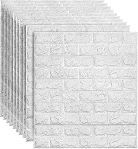 Grace Baltic - 10 Pannelli Da Parete 3D, Autoadesivi, Effetto Pietra, 77 X 70 Cm, Spessore: 5 Mm (Bianco)