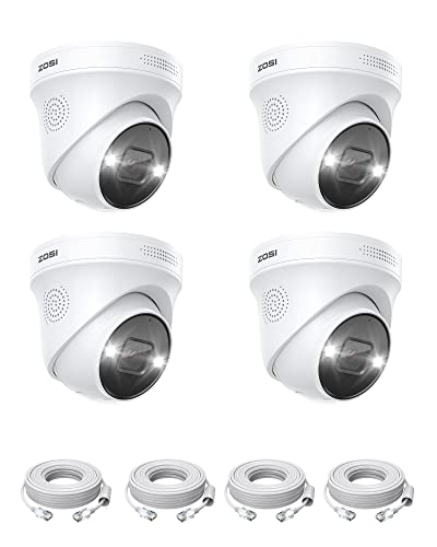 Zosi 4X 5Mp Telecamera Poe, Ai Rilevamento Di Persone E Veicoli, Allarme Luminoso E Sonoro, Audio Bidirezionale, Compatibile Con Il Nostro Nvr