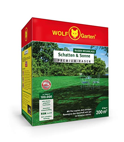 Wolf-Garten "Ombra & Sole" Prato Premium Lp 200 (Per 200 M², Densità Molto Elevata Con Circa 100.000 Germogli/M², Particolarmente Resistente, Elevata