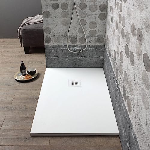 Kiamami Valentina Piatto Doccia In Resina 150X80 Bianco Effetto Pietra
