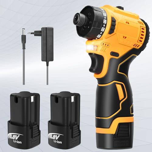 Trapano Avvitatore Batteria 16.8V, Avvitatore A Batteria Con 2 Batterie 1.3Ah, Avvitatore Elettrico Max 55Nm, 23+1 Impostazione Coppia, 2 Velocità, Le