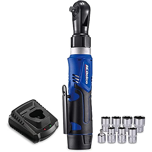 Acdelco Arw1209P G12 Lithium-Ion 12V (10.8V) Electric 3/8” Cordless Ratchet Wrench Set Power Tool Kit | Tool Set Includes Battery Pack, Charger & Sock