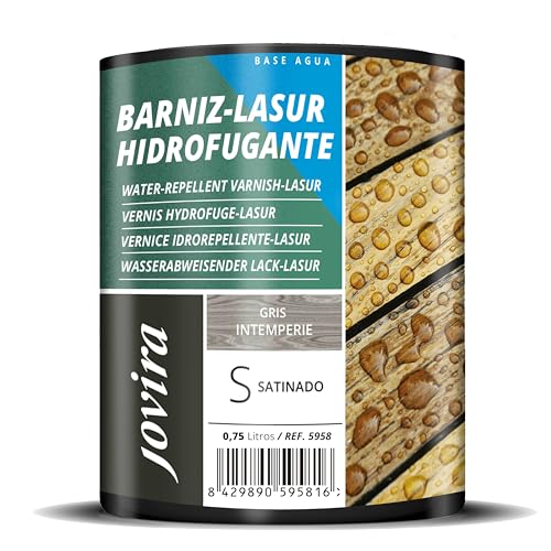 Jovira Pinturas Impregnante Legno, (750 Ml, Grigio), Lasur Idrorepellente Protettivo Satinato All'Acqua Protegge, Decora E Impreziosisce Tutti I Tipi