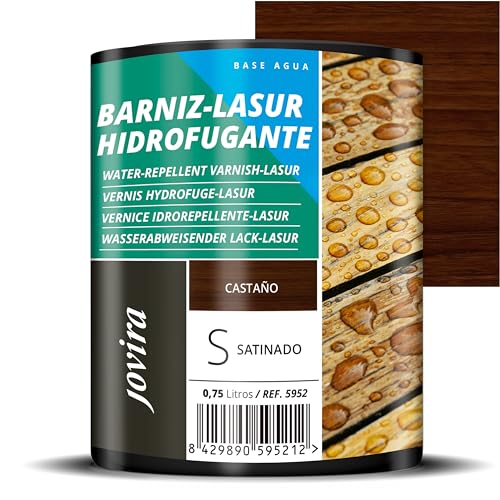 Jovira Pinturas Impregnante Legno, (750 Ml Castagno), Lasur Idrorepellente Protettivo Satinato All'Acqua Protegge, Decora E Impreziosisce Tutti I Tipi