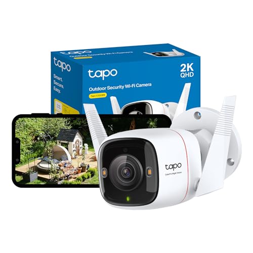 Tapo Telecamera Di Sicurezza Esterna Qhd 2K, Ip66 Weatherproof, Motion Detection, Starlight, Sirene Built-In, 4Mp, Visione Notturna A Colori, Archivia