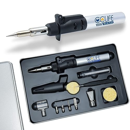 Cclife 13Pezzi Saldatore Gas Butano Con Stagno Saldatura Saldatore A Butano Per Saldatura, Fusione, Taglio A Caldo, Termoretrazione, Pirografia E Sver