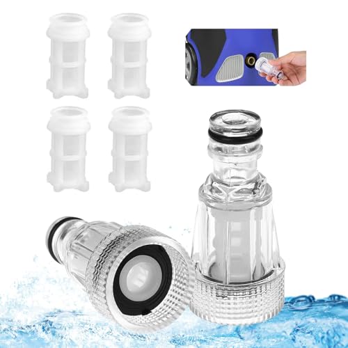 Hjiama Filtro Acqua Giardino, 2 Pezzi Filtro Idropulitrice, 3/4 Filtro Acqua Camper, Pulitore, Tubo Flessibile Filtro Collegamento Dell'Idropulitrice,