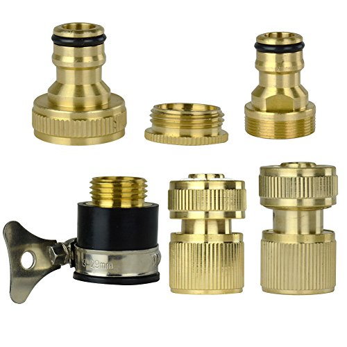 Set Of 6 Brass Garden Lawn Water Hose Pipe Fitting Set Connector Tap Adaptor By Gardeningwill