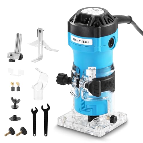 Genmitsu 1Hp Palm Trimmer Router, 30000 Rpmcompact Router Wood Tool Con Base Fissa, Con Pinza Di Serraggio Da 1/4 ", Perfetto Per La Lavorazione Del L