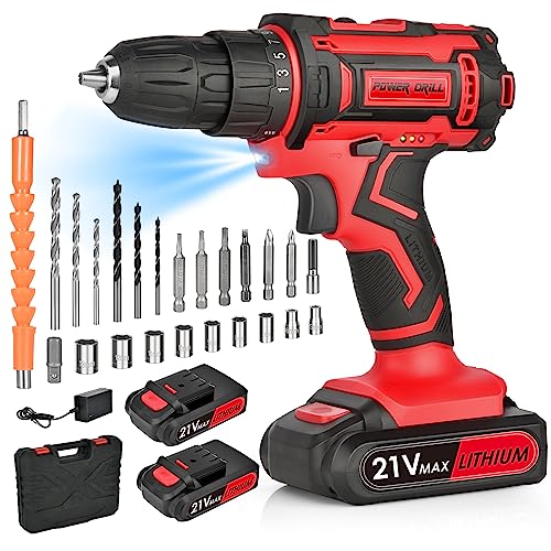 Avvitatore A Batteria - Trapano Avvitatore A Batteria 21V - Set Avvitatore A Batteria Con 2 Batterie 2.0Ah, Trapano A Batteria Coppia 35Nm, 25+1 Livel